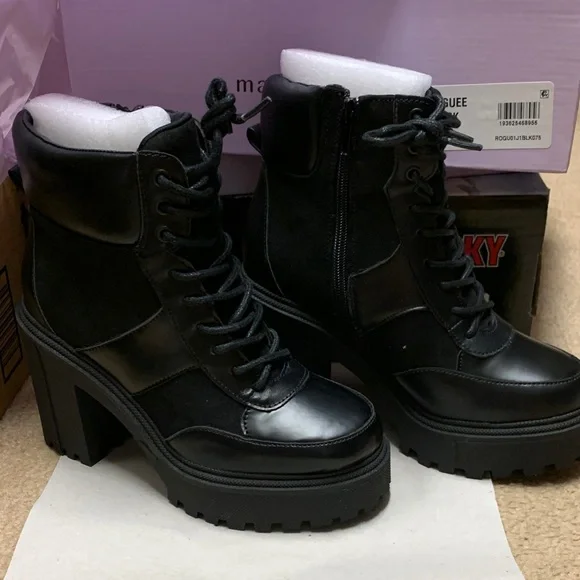 Madden Girl Black Combat Boots - Picture 4 of 11